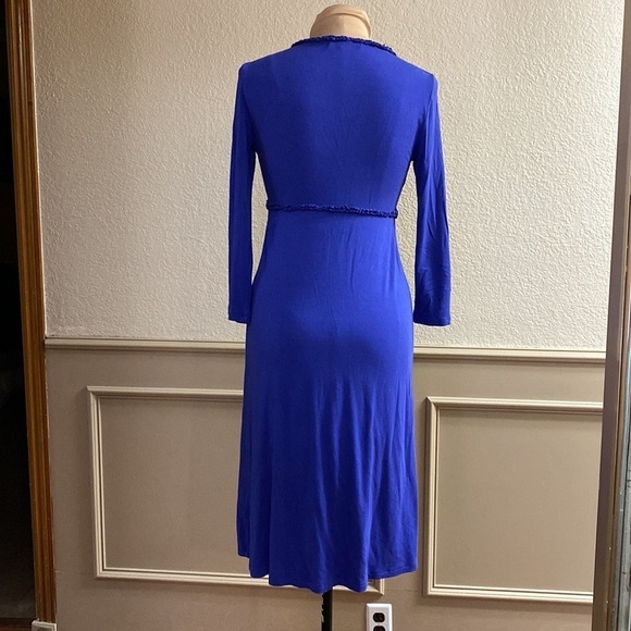 Boden cornflower blue knit ruffle scoop neck long sleeve‎ midi dress - Picture 5 of 6